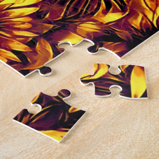 Lumineuze zonnebloemen legpuzzel (Zijkant)