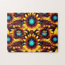 Lumineuze zonnebloemen legpuzzel