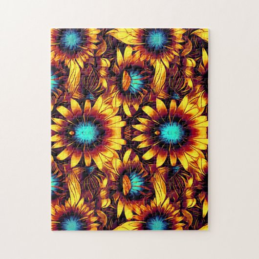 Lumineuze zonnebloemen legpuzzel (Verticaal)