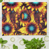 Lumineuze zonnebloemen theedoek (Gevouwen)