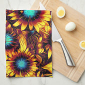 Lumineuze zonnebloemen theedoek (Quarter Fold)