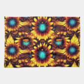 Lumineuze zonnebloemen theedoek (Horizontaal)