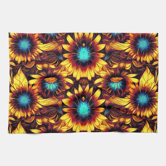 Lumineuze zonnebloemen theedoek (Horizontaal)