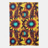 Lumineuze zonnebloemen theedoek (Verticaal)