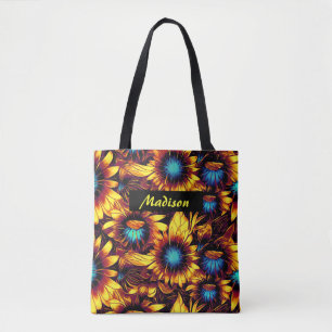 Lumineuze zonnebloemen tote bag