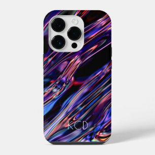 Luminieuze Vloeibare Metaal Monochroom met Naam iPhone 14 Plus Hoesje