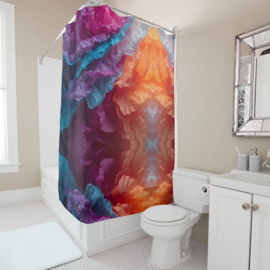 Luminous Abstract Tissue Paper Layers Douchegordijn (In situ)