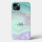 Luminous Aqua Crystal Marble Iridescent Agate Case-Mate iPhone Case (Achterkant)