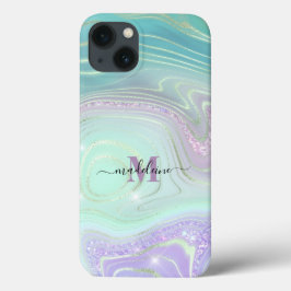 Luminous Aqua Crystal Marble Iridescent Agate Case-Mate iPhone Case