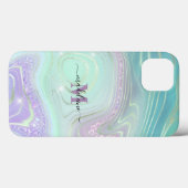 Luminous Aqua Crystal Marble Iridescent Agate Case-Mate iPhone Case (Achterkant (horizontaal))