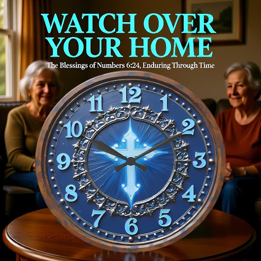 Luminous Azure Cross Ornate Grote Klok