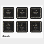 Luminous Black Gold Glitter-sterren Productlabels Vierkante Sticker (Vel)
