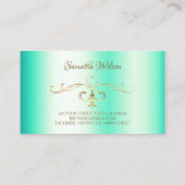 Luminous Blauwgroen Gold  Corner Border Ornamental Visitekaartje (Achterkant)