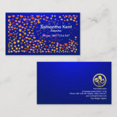 Luminous Blue Floating Hearts Stars Babyzittend Visitekaartje (Voorkant / Achterkant)