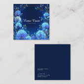 Luminous Blue Floral Gold Celestial Frame Midnight Vierkante Visitekaartje (Voorkant / Achterkant)