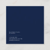 Luminous Blue Floral Gold Celestial Frame Midnight Vierkante Visitekaartje (Achterkant)