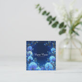 Luminous Blue Floral Gold Celestial Frame Midnight Vierkante Visitekaartje (Staand voorkant)