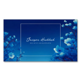 Luminous Blue Floral Monochromatic Magnetisch Visitekaartje