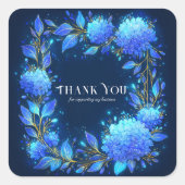 Luminous Blue Hydrangea Gold Sparkle Celestial Vierkante Sticker (Voorkant)