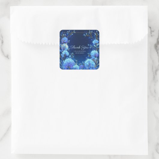 Luminous Blue Hydrangea Gold Sparkle Celestial Vierkante Sticker (Tas)