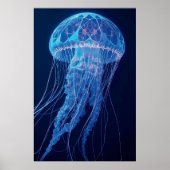 Luminous Blue Jellyfish Glowing Ocean Spirit Poster (Voorkant)