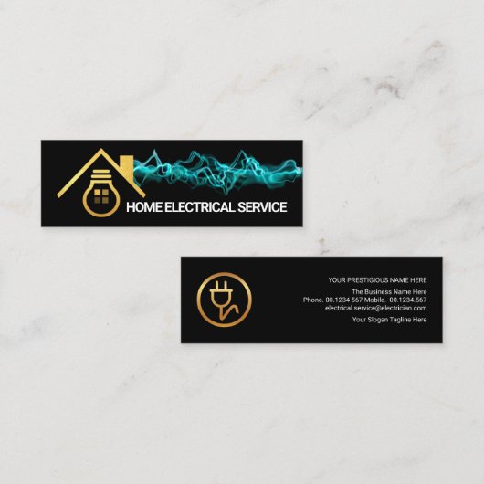 Luminous Blue Lightning Gold Bulb Home Electricity Mini Visitekaartje (Voorkant / Achterkant)