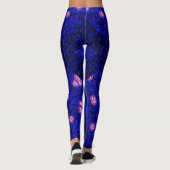 Luminous Blue net met bloemen 01 Black BG Leggings (Achterkant)