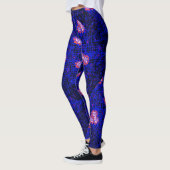 Luminous Blue net met bloemen 01 Black BG Leggings (Links)