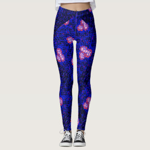 Luminous Blue net met bloemen 01 Black BG Leggings