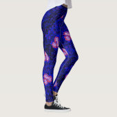 Luminous Blue net met bloemen 01 Black BG Leggings (Rechts)