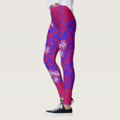 Luminous Blue net met bloemen 01 Red BG Leggings (Links)