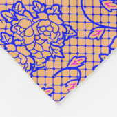 Luminous Blue net met bloemen 02b LOrange BG Fleece Deken (Hoek)