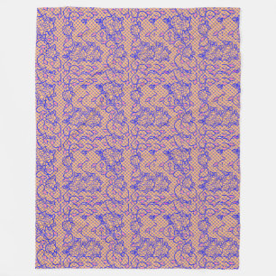 Luminous Blue net met bloemen 02b LOrange BG Fleece Deken