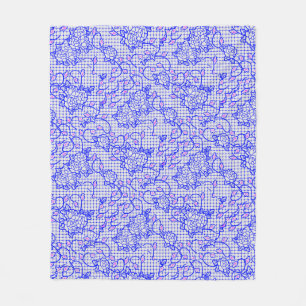 Luminous Blue net met bloemen 02b Offwhite BG Fleece Deken