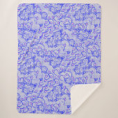 Luminous Blue net met bloemen 02b Offwhite BG Sherpa Deken (Voorkant)