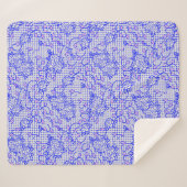Luminous Blue net met bloemen 02b Offwhite BG Sherpa Deken (Voorkant (horizontaal))
