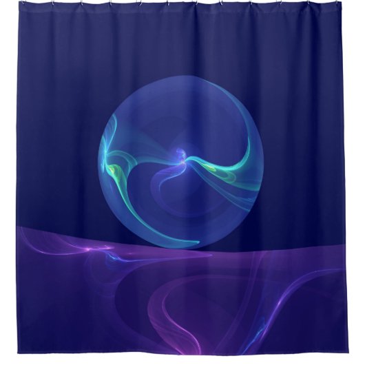 Luminous Blue Paars Dream Abstracte Fractal Art Douchegordijn (Voorkant)