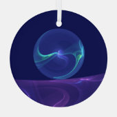 Luminous Blue Paars Dream Abstracte Fractal Art Glas Ornament (Achterkant)