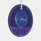 Luminous Blue Paars Dream Abstracte Fractal Art Glas Ornament (Voorkant Rechts)