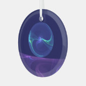 Luminous Blue Paars Dream Abstracte Fractal Art Glas Ornament (Voorkant links)
