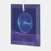 Luminous Blue Paars Dream Abstracte Fractal Art Glas Ornament (Voorkant links)