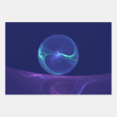 Luminous Blue Paars Dream Abstracte Fractal Art Inpakpapier Vel (Voorkant 2)