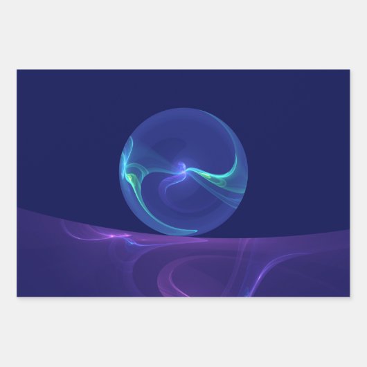 Luminous Blue Paars Dream Abstracte Fractal Art Inpakpapier Vel (Voorkant)