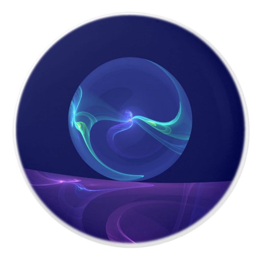 Luminous Blue Paars Dream Abstracte Fractal Art Keramische Knop (Voorkant)