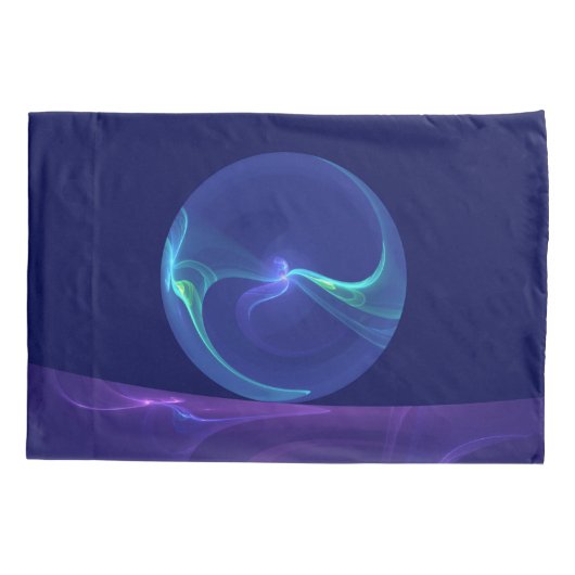 Luminous Blue Paars Dream Abstracte Fractal Art Kussensloop (Achterkant)