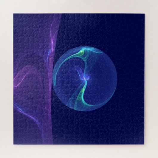Luminous Blue Paars Dream Abstracte Fractal Art Legpuzzel (Horizontaal)