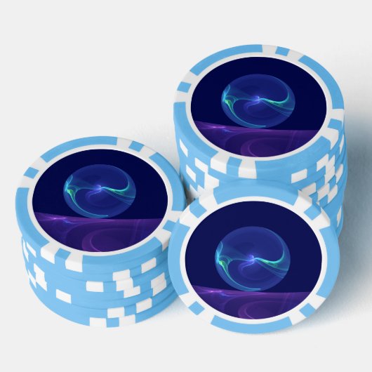 Luminous Blue Paars Dream Abstracte Fractal Art Poker Chips (Opstapeling)