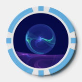 Luminous Blue Paars Dream Abstracte Fractal Art Poker Chips (Voorkant)