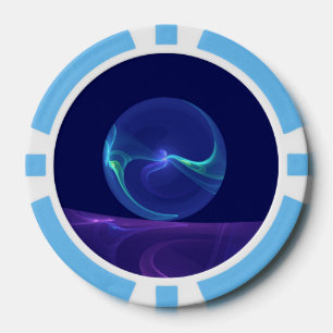 Luminous Blue Paars Dream Abstracte Fractal Art Poker Chips