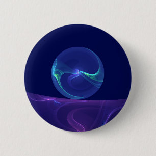 Luminous Blue Paars Dream Abstracte Fractal Art Ronde Button 5,7 Cm